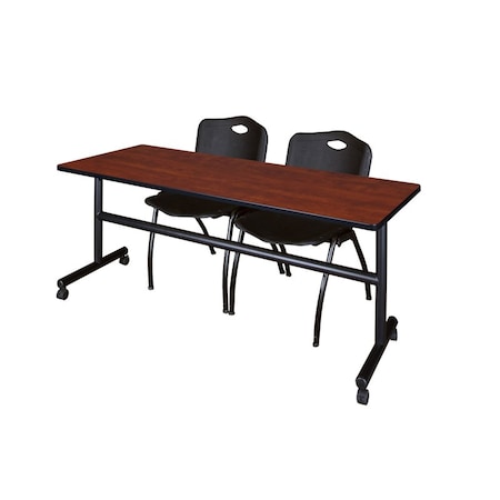 Kobe Rectangle FlipTop Table, 72" W, 29" H, Laminate Top, Cherry MKFT7230CH47BK